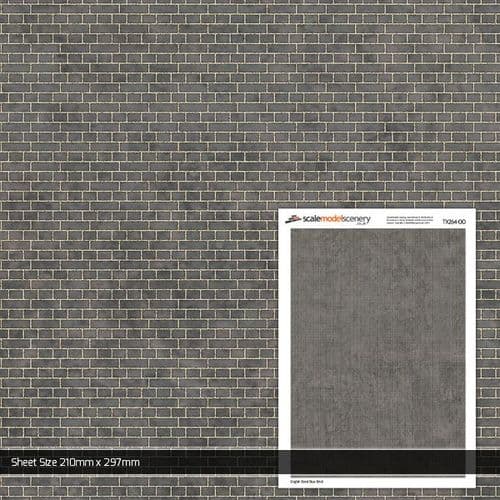 TX264-OO English Bond Blue Brick Texture Paper (Pack of 5) - OO/4mm/1:76