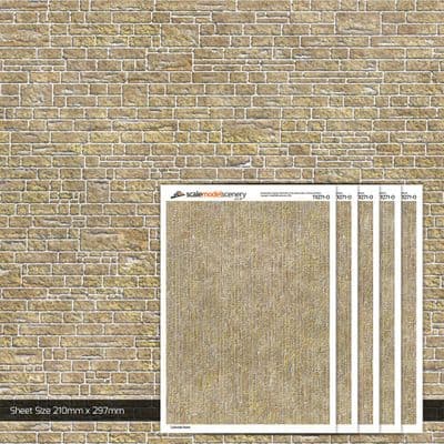 TX271-O Cotswold Stone Brick Texture Paper (Pack of 5)  - O/7mm/1:148