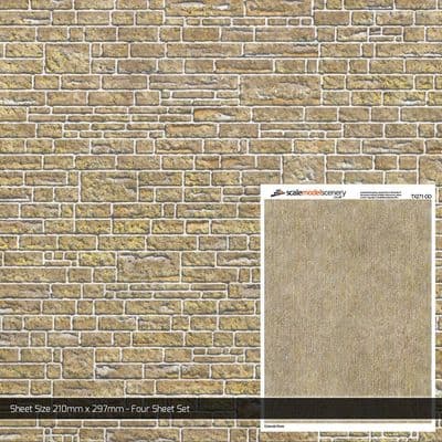 TX271-OO Cotswold Stone Brick Texture Paper (Pack of 5)  - OO/4mm/1:76