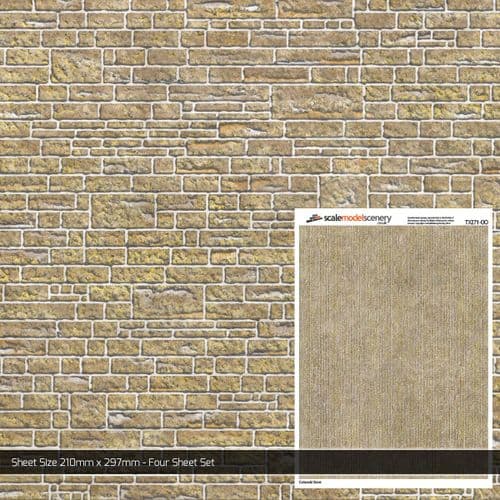 TX271-OO Cotswold Stone Brick Texture Paper (Pack of 5) - OO/4mm/1:76