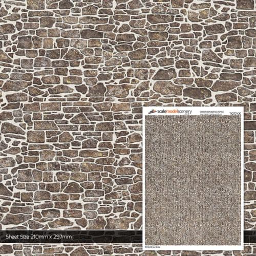 TX272-OO Pointed Brown Stone Texture Paper (Pack of 5) - OO/4mm/1:76