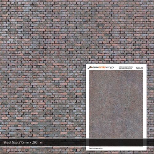 TX293-OO English Bond Engineering Brick Texture Paper (Pack of 5) - OO/4mm/1:76