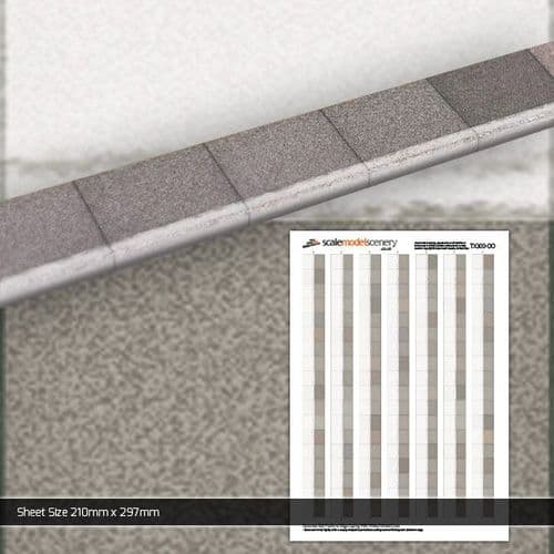 TX300-OO Concrete Slab Platform Edge Coping With White Painted Lines (Pack of 5) OO/4mm/1:76