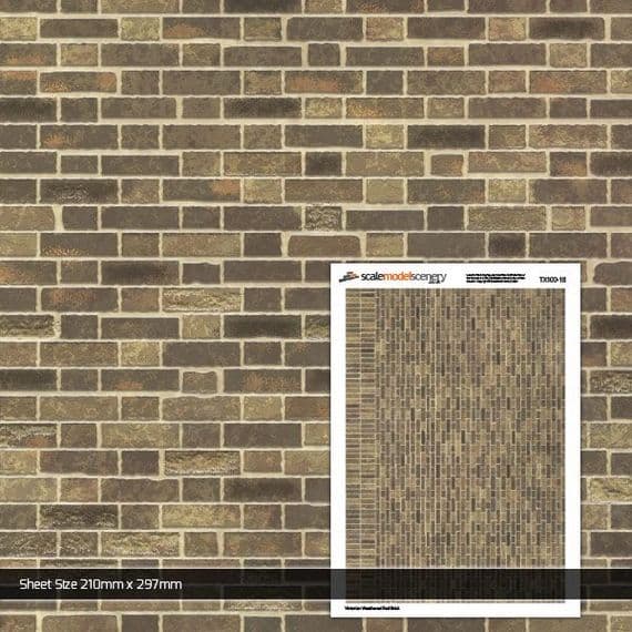 1:18 Yellow Weathered Brick Texture Paper - Pack of 5 - TX302-18
