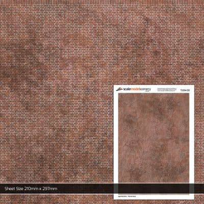 TX304-OO Flemish Bond Aged Red Brick Texture Paper (Pack of 5) - OO/4mm/1:76