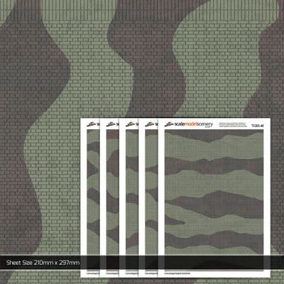 TX305-48 Camouflaged Painted English Bond Brick (Pack of 5) - 1:48 Scale