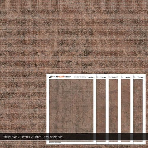 TX307-OO Common Bond Aged Brown Brick Texture Paper (Pack of 5) - OO/4mm/1:76
