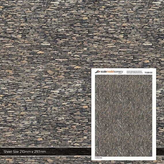 TX308-OO Cumbrian Slate Stone Paper (Pack of 5) For OO/4mm/1:76 Scale