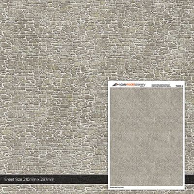 TX309-N Pointed Light Grey Stone Texture Paper (Pack of 5) - N/2mm/1:148