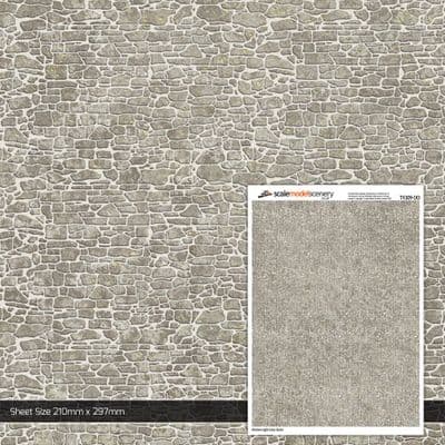 TX309-OO Pointed Light Grey Stone Texture Paper (Pack of 5) - OO/4mm/1:76