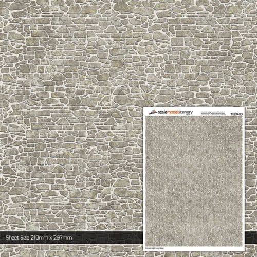 TX309-OO Pointed Light Grey Stone Texture Paper (Pack of 5) - OO/4mm/1:76