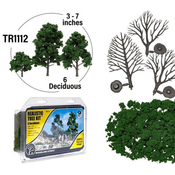 Woodland Scenics TR1112 Realistic Deciduous Trees Kit (Makes 6 Trees, 3 to 7