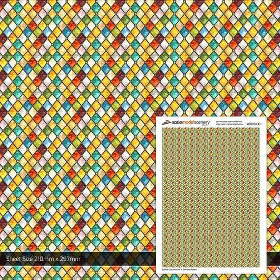 WX010-OO Stained Glass Windows Sheet 3 - Diamond Pattern OO/4mm/1:76