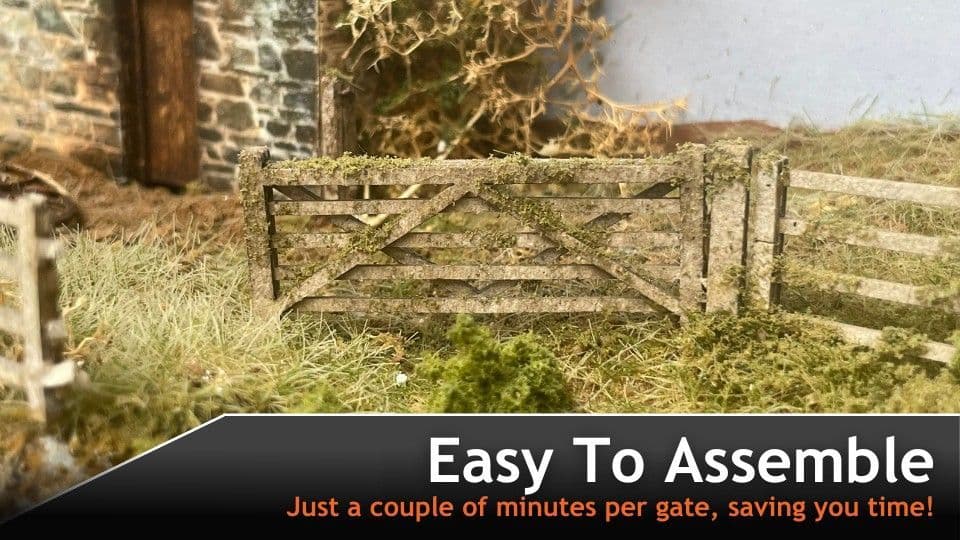 Realistic OO Gauge Five Bar Gates & Posts Kit for Model Railways