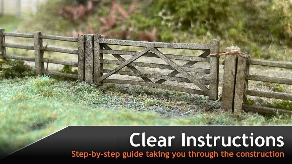 Realistic OO Gauge Five Bar Gates & Posts Kit for Model Railways