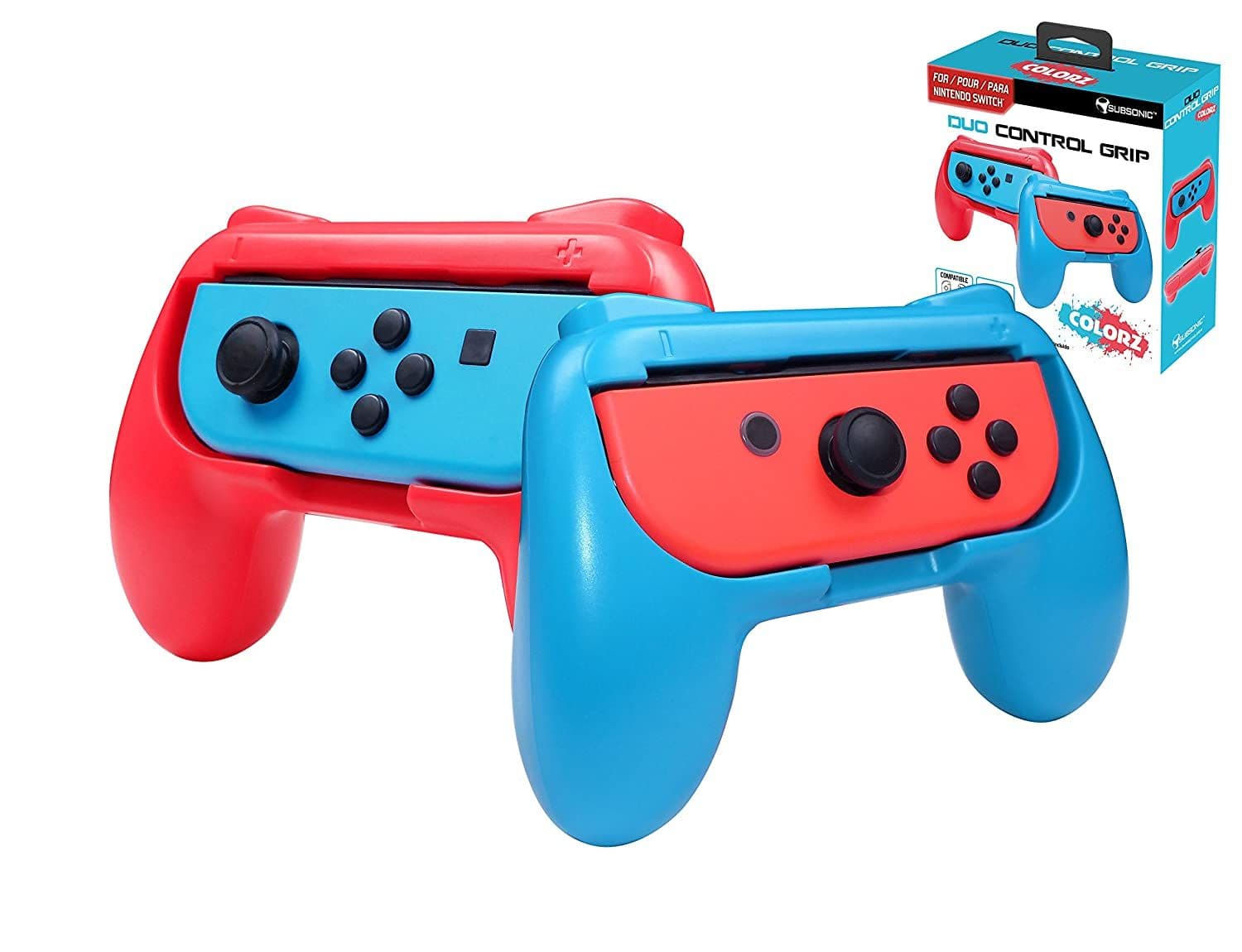 Subsonic Duo Control Grips For Nintendo Switch Joy-Cons - Blue u0026 Red nintendo blue and red