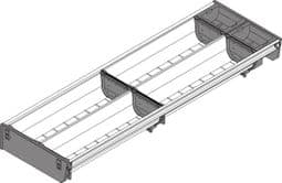Blum. .ORGA-LINE container set (partially filled), for TANDEMBOX drawer, NL=650 mm, width=192 mm. stainless steel brushed/dust grey. ZSI.650BI2N