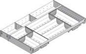 Blum. ORGA-LINE combo set (partially filled), for TANDEMBOX drawer, NL=650 mm, width=377 mm. stainless steel brushed/dust grey. ZSI.650KI4