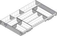 Blum. ORGA-LINE combo set (partially filled), for TANDEMBOX drawer, NL=650 mm, width=377 mm. stainless steel brushed/dust grey. ZSI.650KI4