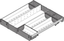 Blum  ORGA LINE cutlery insert (fully filled), for TANDEMBOX drawer, NL=450 mm, CW=500 mm. stainless steel brushed/dust grey. ZSI.50VEI4