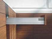 Blum. TANDEMBOX plus BLUMOTION soft-close drawer, height M (96.5 mm), 30 kg, NL=400 mm. R9006 white aluminium/dust grey. 358M40B0S