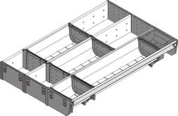 Blum. ORGA-LINE combo set (partially filled), for TANDEMBOX drawer, NL=450 mm, width=297 mm. stainless steel brushed/dust grey. ZSI.450MI3 OR