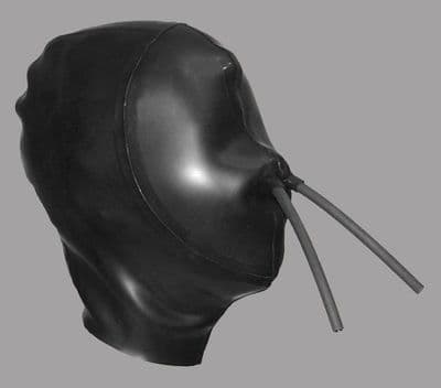 1.05mm Thick Single Skinned Latex Hood with Nose Pipes and No Eye Slits