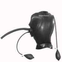 Bespoke UK‑Made Inflatable Latex Hood with Inflatable Mouthpiece