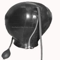 Bespoke UK‑Made Inflatable Latex Hood with Inflatable Mouthpiece