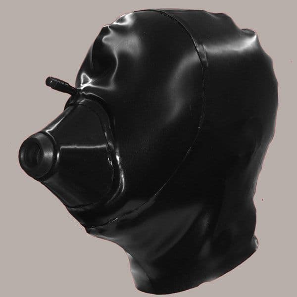 Latex Hood with Medical Mask for Breath Play