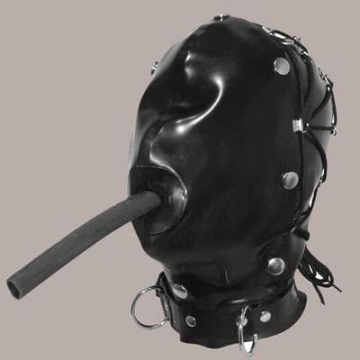 Latex Hood With Rear Tie‑Back Fastening