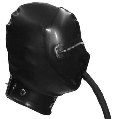 Latex Hood With Zip‑Covered Eye Openings