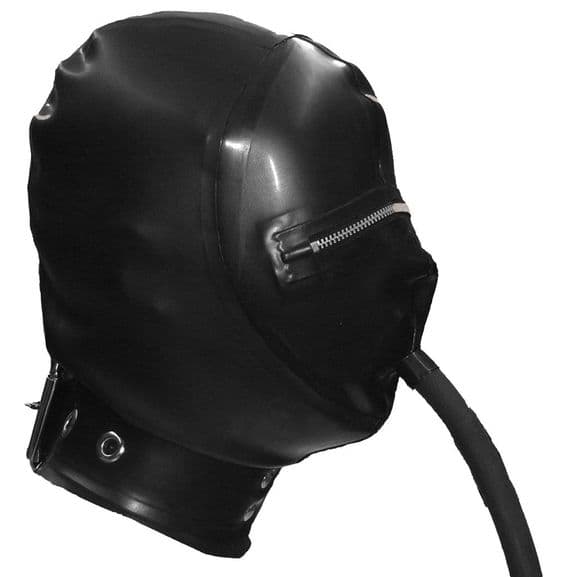 Latex Hood With Zip‑Covered Eye Openings