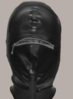 Latex Hood With Zip‑Covered Eye Openings
