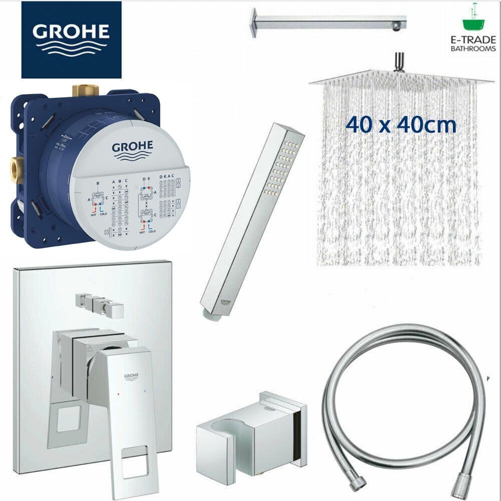 Complete Shower GROHE Concealed Part & EUROCUBE Mixer & Rain Shower ...
