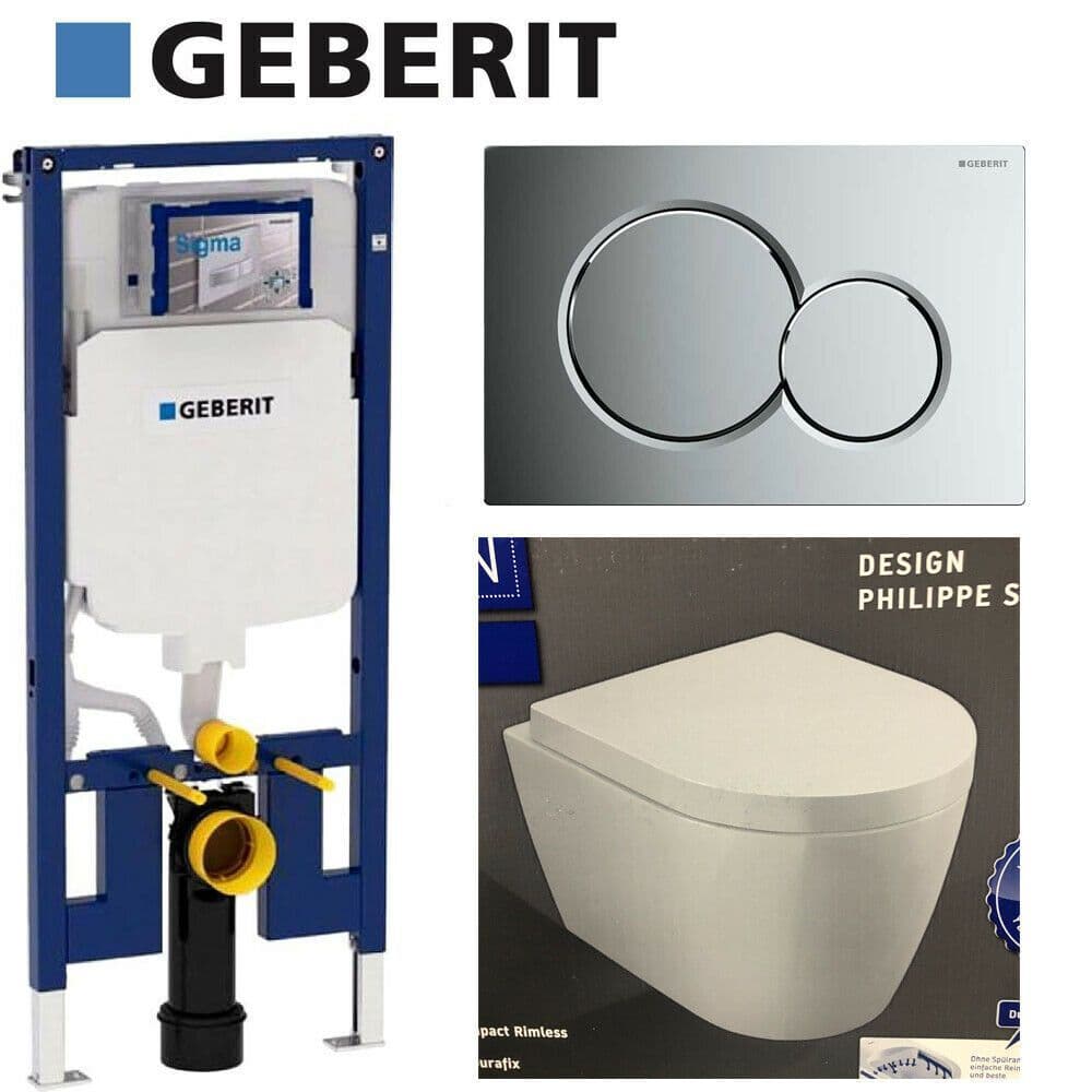 DURAVIT ME Wall Hung Rimless WC with Soft Close Seat Geberit Sigma