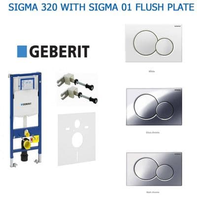 GEBERIT Duofix 1.12 WC Toilet Frame UP320 with Sigma 01 Flush Plate