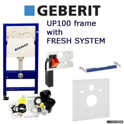 GEBERIT DUOFIX Wall Hung WC Toilet Frame UP100 DELTA with FRESH SYSTEM and MAT