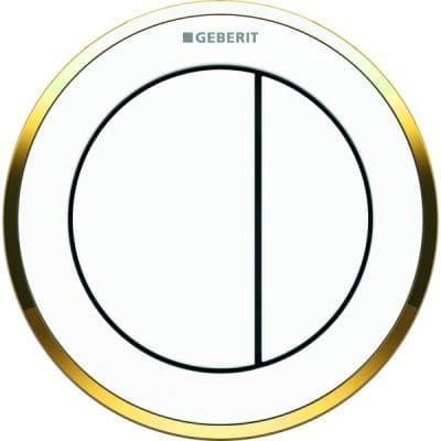 Geberit flush plate  type 10, 2 actions, for embedded tank 8 cm, white/gold 116.056.KK.1