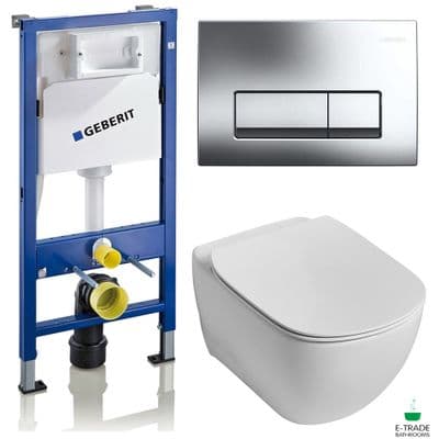 GEBERIT UP100 FRAME+FRESH SYSTEM+DELTA 51 CHROME PLATE+Tesi Aquablade Rimless WC