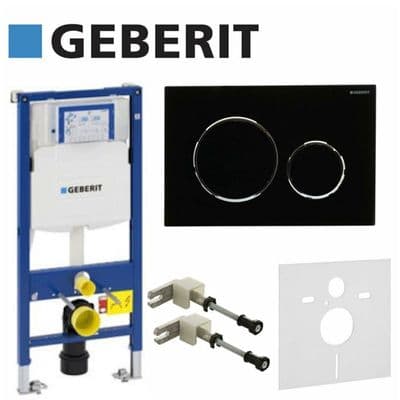 Geberit UP320 DUOFIX WC Cistern Frame 1.12m Dual Flush Sigma 20 Black Plate