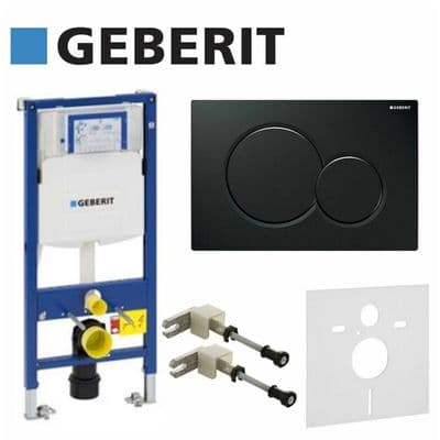 Geberit UP320 DUOFIX WC Cistern Frame 1.12m Sigma 01 Black Dual Flush Plate