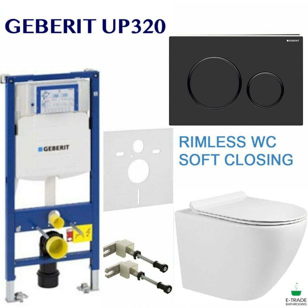Geberit UP320 Frame Matt Black SIGMA 20 flush plate Rimless soft ...