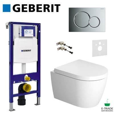 GEBERIT UP320 FRAME+SIGMA01 FLUSH PLATE+BRACKET+DURAVIT ME RIMLESS SOFT CLOSE WC