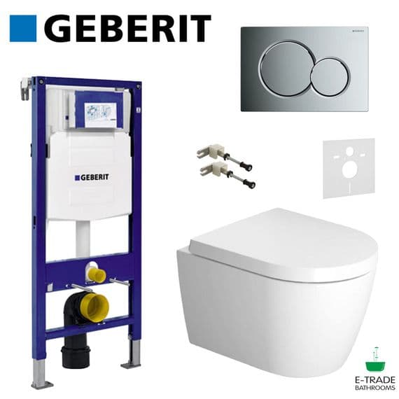 GEBERIT UP320 FRAME+SIGMA01 FLUSH PLATE+BRACKET+DURAVIT ME RIMLESS SOFT CLOSE WC