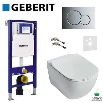 GEBERIT UP320 FRAME+SIGMA01 FLUSH PLATE+BRACKET+IDEAL STANDARD TESI AQUABLADE WC