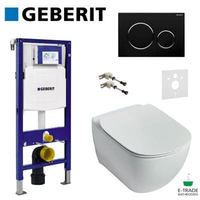GEBERIT UP320 FRAME+SIGMA20 FLUSH PLATE+BRACKET+IDEAL STANDARD TESI AQUABLADE WC