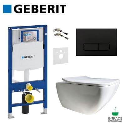 GEBERIT UP320 Frame + V&B Venticello WC soft closing + Matt black MOHA Plate