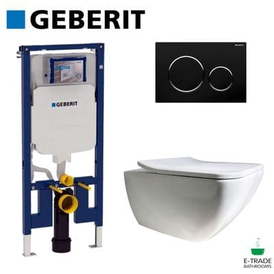 GEBERIT UP720 SLIM FRAME+SIGMA20 BLACK FLUSH PLATE+VILLEROY&BOCH VENTICELLO WC