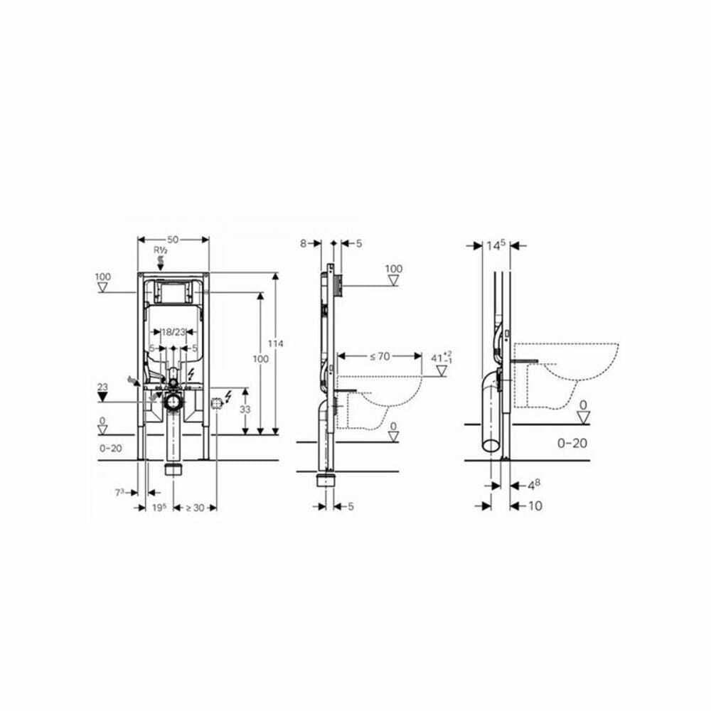 GEBERIT UP720 SLIM FRAME SIGMA20 FLUSH PLATE IN BLACK DURAVIT ME ...